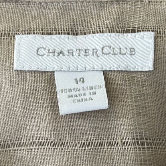 Charter Club Linen Blouse 14 Top Beige Neutral NWOT - Picture 13 of 13